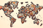 An intricate world map highlighting the varying prices of elvanse in different countries
