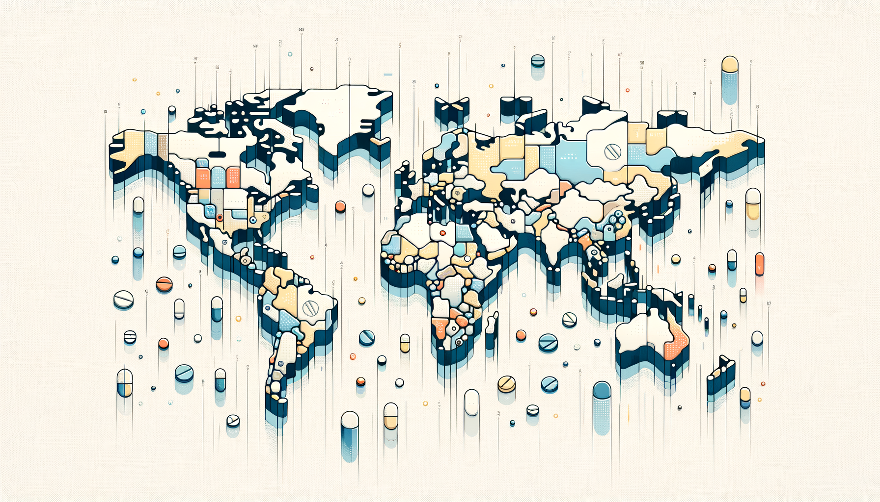 An abstract world map highlighting the varying prices of lorazepam in different countries