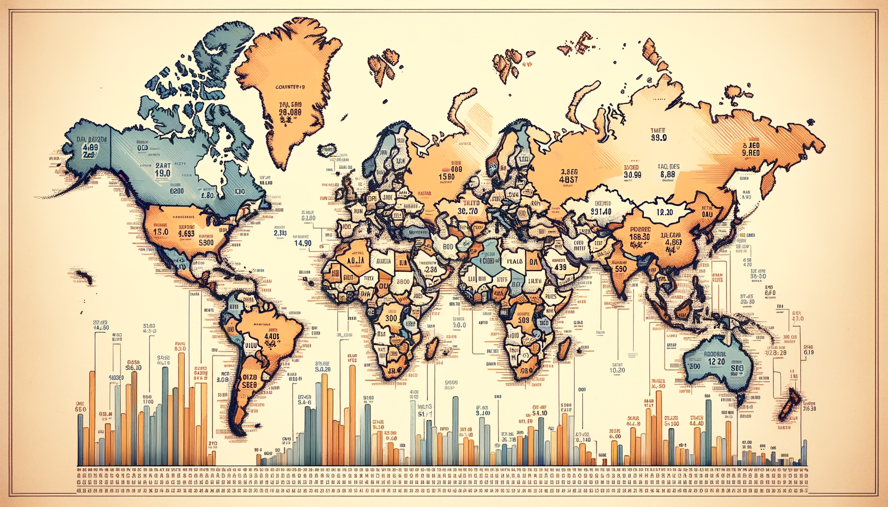 A world map highlighting the countries mentioned in the article