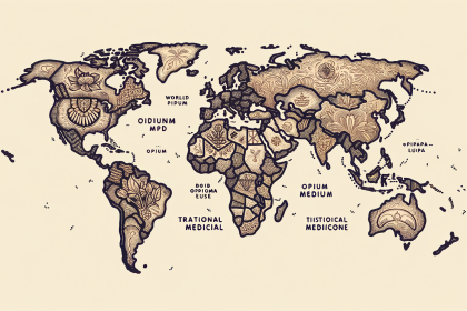 An intricate world map highlighting the major opium-producing countries