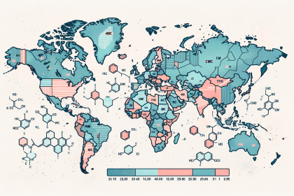 An abstract world map highlighting the countries mentioned in the article with visual representations of 4-cmc