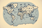 A world map highlighting various countries with symbols or icons representing the prices and common uses of xanax in each location