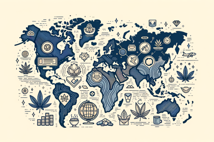 An artistic map highlighting the various countries where kratom is used