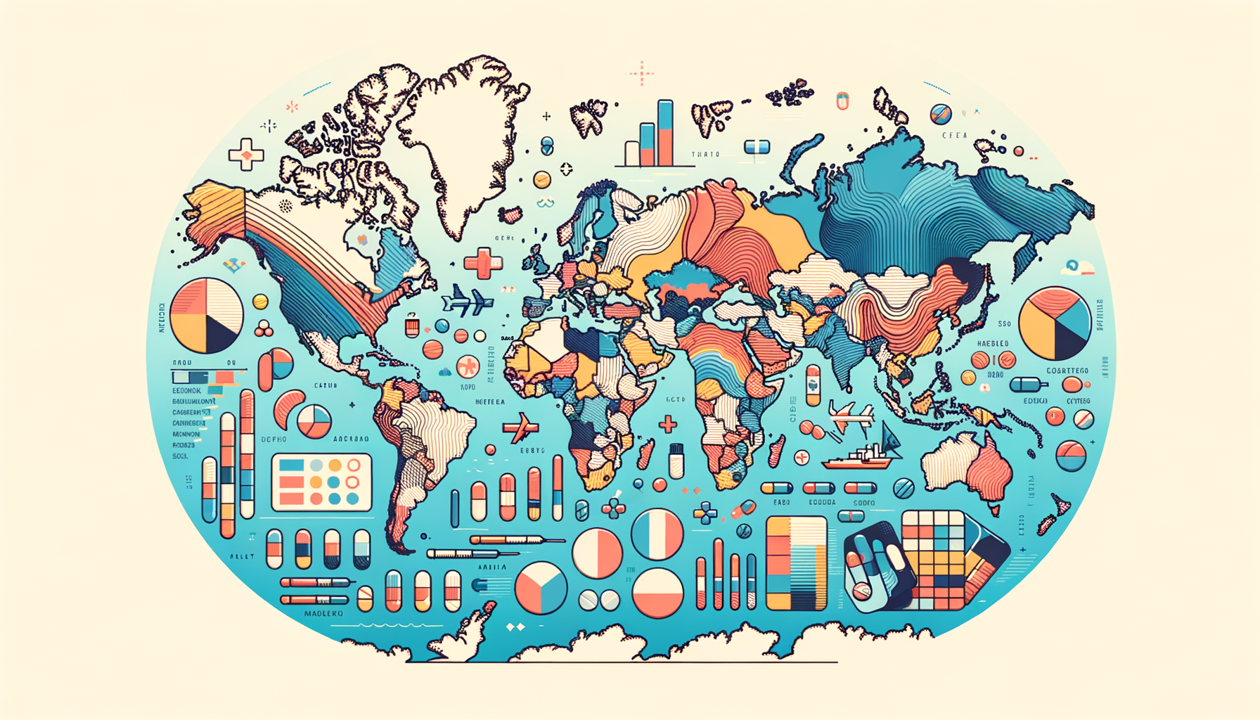 An abstract world map highlighting the varying prices of benzodiazepines in different countries