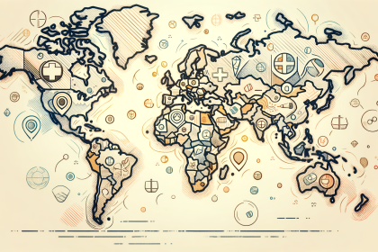 An abstract world map highlighting the varying prices of ketamine in different countries